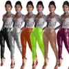 Kvinnor Pants Women's Capris Casual Women Pu Leather Skinny Split Out Solid Color Party Night Streetwear Winter Clothes for Outfit