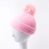 Berets Autumn Winter Baby Fur Pom Poms Beanie Hats Girls Boys Kids Crochet Outdoor Keep Warm Knitted Hat Gift Skullies Beanies