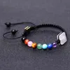 Ioga 7 chakra tigre olho de pedra natural bracelete miçanga pirâmide charme pulseiras trançadas pulseiras verdes aventurina rosa quartzo ametista jóias de pedra semipreciosa