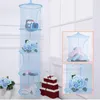 Storage Bags 4 Pocket Blue Foldable Hanging Basket Breathable Four-grid Toy Cage Drying 110cm