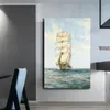 Pittura di paesaggio Paesaggio marino moderno Pop Art Stampe su tela Nave che naviga tra le onde Pitture murali Barche Cuadros Immagini per la decorazione del soggiorno