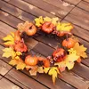 Andra hälsoskönhetsartiklar Fall Wreath Artificial Pumpkin Pinecone Sunflowers Maple Leaves Berries Decor för Halloween Thanksgiving Christmull Decoration