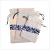 Jewelry Pouches Bags Wholesale 9X13Cm/13X18Cm/15X20Cm Chinese Style Jewelry Pouches Blue And White Porcelain Cotton Linen B Lulubaby Dhq5P