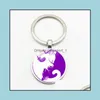 Keychains Yin Yang Tai Chi Lovely Cat Fashion Keychain Key Ring Jewelry Pendant Convex Women Menglass Drop Delivery 2021 Access Sport1 Dhjkg