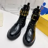 Casual Martin Boots Metal buckle women shoes luxury designers zipper chunky platform Ankle booties Genuine leather lace up womens combat boot 35-42