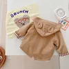 Mabillage à double face pour enfants Old Automn Cloths Boys 'Stray Style Trenchrered Trench-coat Girls' Baby Korean Bear Top