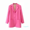 Costume TMODA1951 2022 automne femmes bouton unique rose chaud Blazer veste taille haute