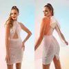 Backless Short Cocktail Dresses High Neck Sequined Beaded Women Glowns Prom Dress Mini Evening Wear For Photos Custom Made