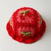 Stingy Brim Hats INS Hollow Cherry Knitted Fisherman For Women Handmade Red Matching Basin Spring Summer Sun 220913