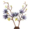 Один из искусственных цветов длинные стволы парфюм лотос магнолия 3 головы на кусок симуляция настоящие прикосновения Magnolias для свадебных центральных элементов