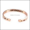 Bracciale moda 6mm Bracciale personalizzato I Am Enough Best Beachs Bracciale rigido in acciaio al titanio inciso per donne Ragazze Bdejewelry Dhqsv