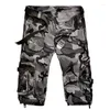 Pantalons pour hommes Shorts décontractés en plein air Jambe droite lâche Ventilateur de l'armée Hommes Cargo Coton Été Camouflage multi-poches