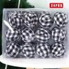 Decoração de festa 6/24pcs Christams Plaid Fabric Ball decorativo de Natal Tree pendurada Ornamento Festival Supplência Casa XQMG