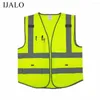 Abbigliamento da motociclista Gilet di sicurezza riflettente Gilet di avvertimento ad alta visibilità Abbigliamento da lavoro fluorescente con giacca con tasca con cerniera