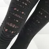 Leggings femininas Mulheres moda estilo de moda sexy renda rasgada rasgada hole tornozelo calça calças de verão preto xxl plus size