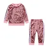 Set di vestiti per bambini Abbigliamento per bambini Velluto dorato Primavera Autunno Tute per bambini Tuta sportiva Giacca in pile Set casual 0-4 anni