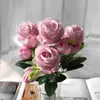 Faux blommor grönare rosa siden konstgjorda pionblommor rose bröllop hem diy dekor hög kvalitet stor bukett skum tillbehör hantverk vit falsk blomma j220906