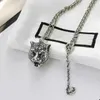 Silver Chain Classic Fashion Tiger Head Necklace Retro Couple Chains High Quality Brass Necklace Seiko High-end Jewelry Supply