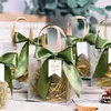 Present Wrap 5/10pcs Presentväska med Bow Ribbon Souvenir Tote Bag Wedding Favors For Gäster Transparent Candy Boxes Party Distributions Bags 220913