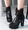 Specials Super Fashion Influx Katoen Vrouw Sweet Princess Lace Flowers Knight Martin Platform Ankle Boots