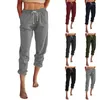 Kvinnor Pants Women's Capris Grey Stylish Lounge Womens High midja Sweatpants Comfy Cotton Drawstring Jogger Y2K Trendiga byxor