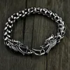 Lien à la mode S925 en argent Sterling Double tête de Dragon Bracelet hommes marée marque de bon augure zodiaque chaîne bijoux accessoires