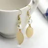 Simple style retro Gold leaf Pearl Royal Charm Earrings Wedding Bridal Jewelry gift