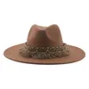 Chap￩us para mulheres chap￩u fedoras chap￩us big sxim 9,5cm banda de luxo western cowboy vintage casual s￳lido panam￡ sombreros sombrero