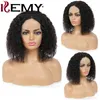 kinky curly Short Bob Wig Natural Color 13x4 Human Hair Lace Pront Brazilian Remy للنساء مسبقًا 150 ٪
