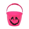 Halloween liderado por port￡til truque de cesta de ab￳bora ou tratamento colorido infantil baldes de armazenamento de doces de brinquedo decora￧￵es de festas hallowas c0913