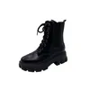 Boots chunky platform boots ankle boots women antumn laceup zippers boots motorcycle boots woman bottom bottrim