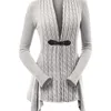 Blusas femininas malha a cabo malha assim￩trica Cardig￣ Longo Mulheres su￩ter feminino Casual Casual Solid Sleeve Cardigans de inverno 220913