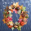 Andra hälsoskönhetsartiklar Fall Wreath Artificial Pumpkin Pinecone Sunflowers Maple Leaves Berries Decor för Halloween Thanksgiving Christmull Decoration