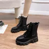 Boots Chunky Platform Ankle Boots Women Autumn Laceup Zippers Motorcycle Boots Woman Thick Bottom Short Botas Female 220913