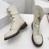 Neue Martin-Stiefel für Damen, Luxus-Designer-Lederschuhe, flache Schnürung, dicker Boden, Frühling und Herbst, Schaffell-Schneeschuhe, Retro, lässige Mode, warm, 35–41