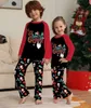 Family Matching Outfits Christmas Parentchild Set European And American Cartoon Print Crew Neck Long Sleeve Holiday Pajamas 220913