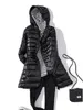 여자 다운 파카스 겨울 자켓 여성 흰 오리 다운 긴 코트 암컷 후드 패딩 패딩 파카 울트라 가벼운 휴대용 코트 220913