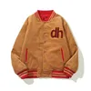 커플 재킷 디자이너 럭셔리 탑 버전 DH 스마일 야구 유니폼 비버 코듀로이 코트 코트