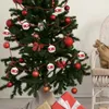 Party Decoration Christmas Tree Pendants Prop Gifts Supplies White Xmas Ornament Ball Decor Santa 2Pc/3Pcs Flocking 8CM Plastic Red