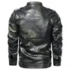 Cuir pour hommes Faux cuir hommes automne et hiver à manches longues veste en cuir de couleur unie grande taille M-5XLpu revers multi-poches manteau de moto 220913