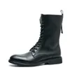 Solid Pu Men Boots High-Top-Farbmode Einfacher Schnürschnüre dekorativ komfortable All-Match Casual Lederschuhe ad158