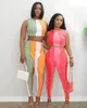 Dames Two -Piece Pants Summer Woman 2022 Collectie Sexy Sets Dames Outfits Modecontrast Kleur Stiksel Pit Strip Commute 2