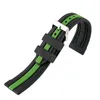 Cinturini per orologi 20/22 / 24mm Cinturino rosso / blu / striscia verde Silicone Orologi sportivi da uomo Cinturino da esterno impermeabile di ricambio