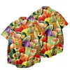 Men's Casual Shirts Fruit Style Short Sleeve Pocket Shirt Women/Men Clothes Unisex Tops