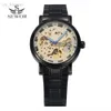 Relógios de pulso SEWOR Marca de luxo Relógios masculinos Moda Steampunk Preto Esqueleto Relógio mecânico automático Relógio masculino clássico relogio masculino L220914
