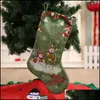 Decorazioni natalizie Green Christmas Big Sock Gift Bag Decorazione natalizia Calzini stampati Caramelle Calze Ornamenti Bambini Drop Deliver Dhnh8