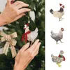 Kerstdecoratie houten hanger creatieve sjaal kip kippen huis vakantie kerstboom ornamenten xmas cadeau