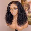 Deep Curly 5x1 T Part Short Bob Lace Wigs Brazilian Human Hair For Women Natural Hairline Middle Wave Wig