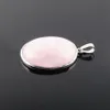 Pendentifs ovales pierre naturelle perle Quartz rose Cabochon pendentif à breloques pour femmes collier bijoux faisant BN319