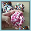 Dog Toys Chews Dog Toys Puppy Chew Teething Cotton Rope Knot Teeth Cleaning Pet Playing Ball Outdoor Training Interactive Toy Drop D Dh0Pl